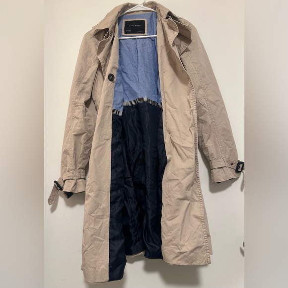 Zara Basic Trench Coat Jacket Beige Outerwear (Big Buttons) - Picture 3 of 3